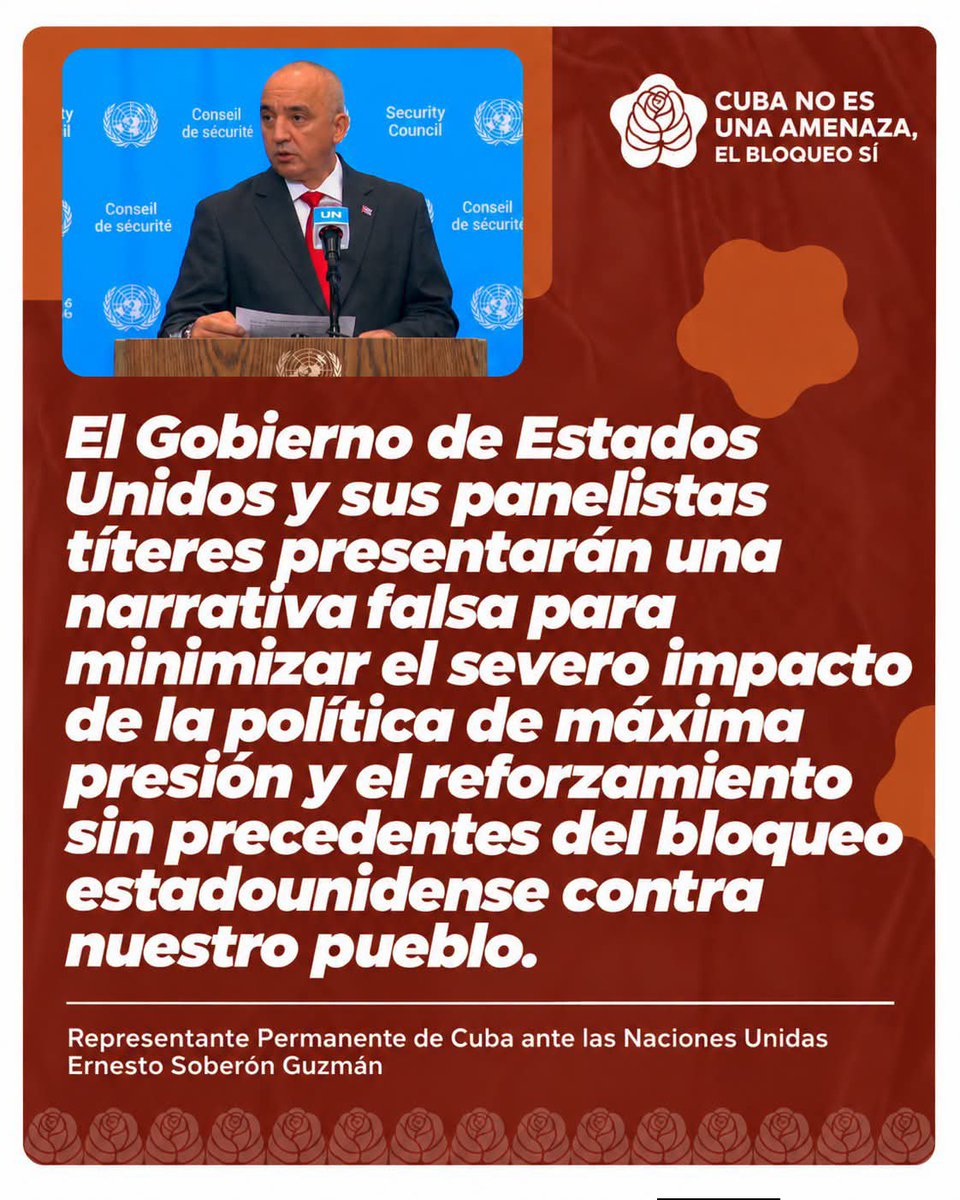 embacubaven's tweet photo. Bajo una fachada de debate, Washington promueve un encuentro
concebido para atacar a Cuba, manipular la realidad y legitimar su política
de agresión contra el pueblo cubano.

#CubaNoEsUnaAmenaza, el bloqueo sí. https://t.co/ziHExq4ert