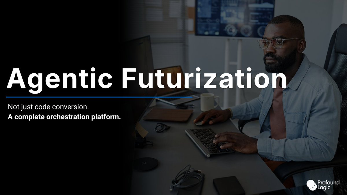 ProfoundLogic's tweet photo. Traditional large-scale IBM i transformation: years of work with a single payoff at the end.  Agentic Futurization: built in months with measurable ROI at each phase boundary.

That compression matters because multi-year transformation projects don't stall at the end. They stall in the middle, when priorities shift, teams turn over, and the organization loses confidence that the payoff is still coming.

Structured to deliver visible results at each milestone, before the next phase begins, is what keeps momentum alive across an initiative that spans years. See how Agentic Futurization is structured: https://t.co/BeUtLMXUqF

#IBMi #Futurization #CoderFlow #AgenticCoding #EnterpriseAI