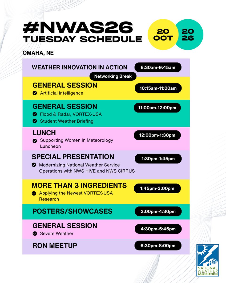 nwas's tweet photo. Tuesday of #NWAS26 features our first Poster/Showcase Session, the Research Operations Nexus (RON) Meetup, Special Sessions and Workshops! https://t.co/wkuvTMBu8C