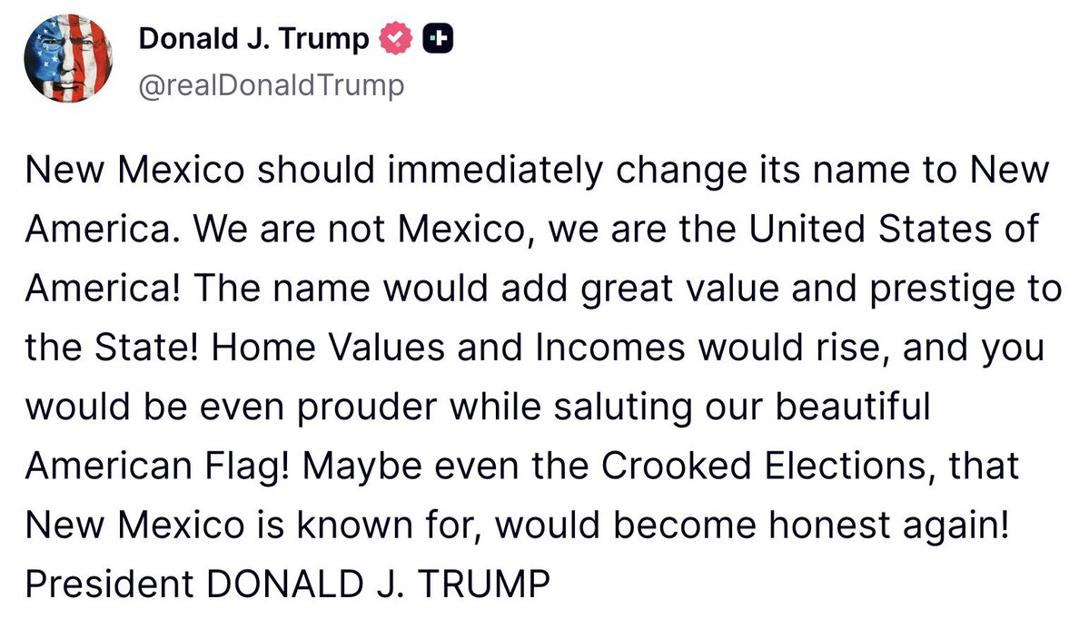 comBarackobama's tweet photo. No, Mr. Trump. The American people don’t want you to immediately rename New Mexico to New America.

They want you to immediately end your illegal Iran War that is forcing Americans to pay $4.30 a gallon for gas, $6.30 a gallon for diesel &amp; $6.04 a gallon for heating oil.

Enough. https://t.co/DoBRJH8M6w