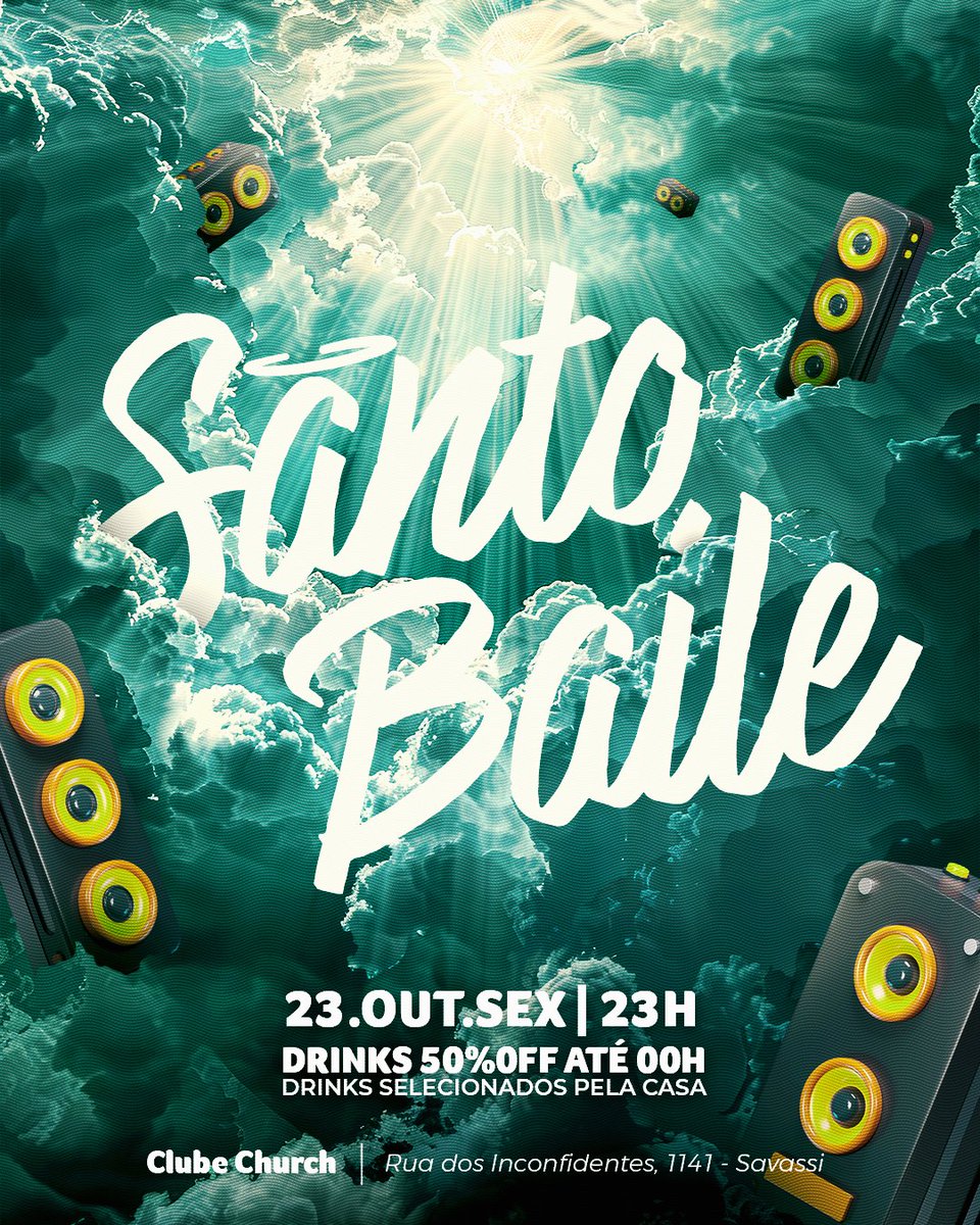 CSavassi's tweet photo. SANTO BAILE
►Rodada dupla ATÉ 00H
*OS DRINKS DA RODADA DUPLA NÃO SEGUEM O CARDÁPIO
► Entrada OFF até 00h com ingresso retirado pelo Sympla  INGRESSO NOMINAL E INTRANSFERÍVEL
► Entrada garantida comprando antecipadamente pelo Sympla
https://t.co/pf3YqoQ9qm https://t.co/UNMlAq1oOd