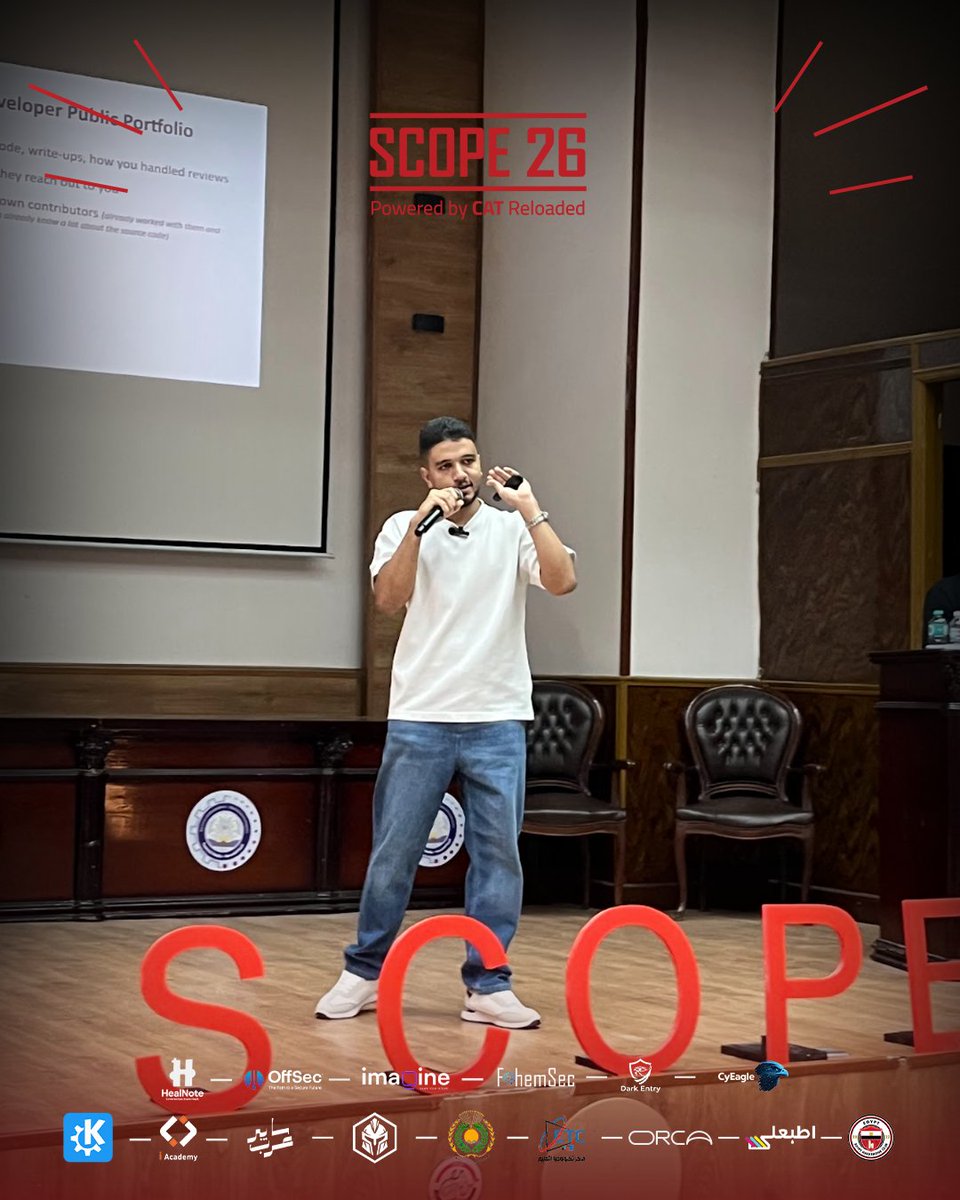 CATReloaded's tweet photo. برؤية ملهمة وخبرة عميقة، أخذنا المهندس محمد أبو عمر في جولةٍ داخل عالم الـ Open Source، موضحًا كيف تفتح لك المساهمات مفتوحة المصدر أفقًا وفرصًا عالمية.

تقدر تتطلع على تفاصيل السيشن ومحتواها كاملاً  عبر الرابط 
https://t.co/DOCa5xluQI
#Scope26
#CATReloaded https://t.co/45PMZ2jlSa