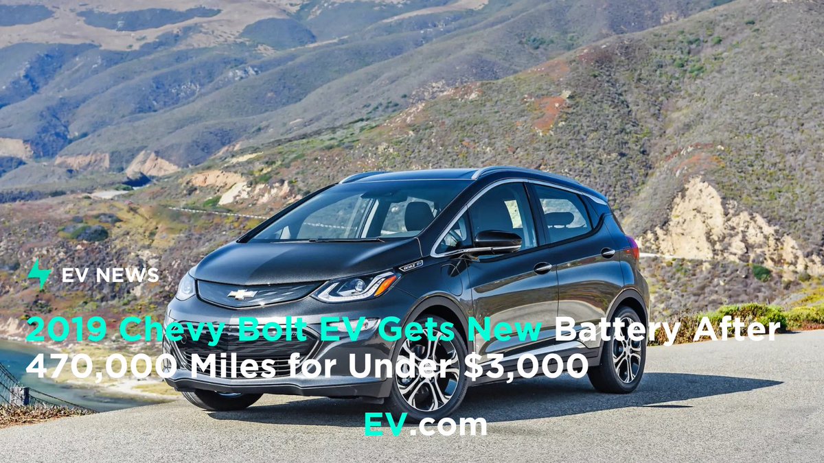 EVcom's tweet photo. A 2019 Chevrolet Bolt EV with nearly 470,000 miles has received another battery, while keeping its original electric motor.

The Out of Spec Renew presenter estimates the replacement pack cost about $1,800 through a discounted arrangement, with labor and programming adding to the repair bill.

https://t.co/NRrynzjbey