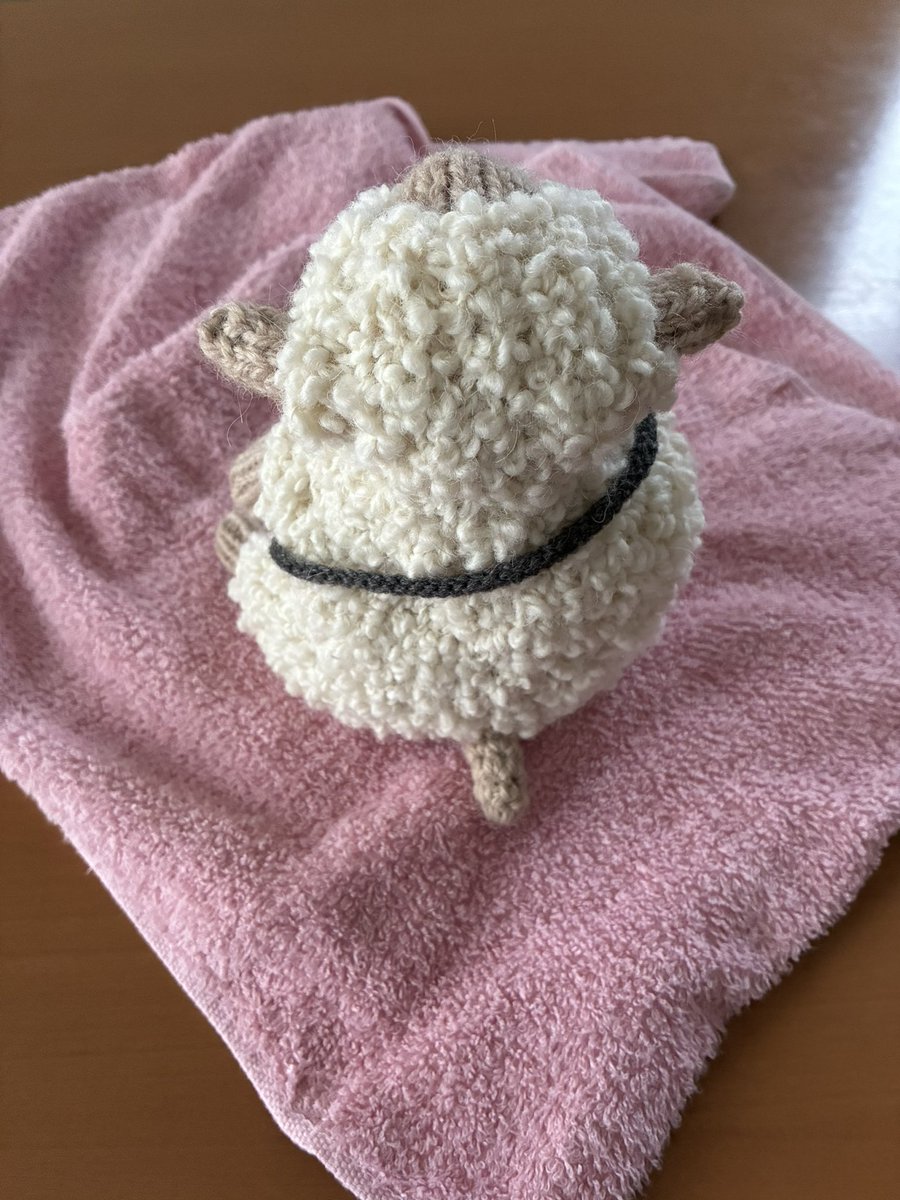 kT1JWUgLiROsnW9's tweet photo. ★ひつじの着せ替え棒ぐるみ★
完成です🐑　#ハマナカ

お花のバックを持たせてみました
それと､安定感を持たせる為に『しっぽ』も…😁
出来上がったら､結構大きい！
細い毛糸で、小さい子も編んでみたいなぁ〜🐏🐑

#編み物好きさんと繋がりたい 
#編み物 https://t.co/XmibvwTRWQ