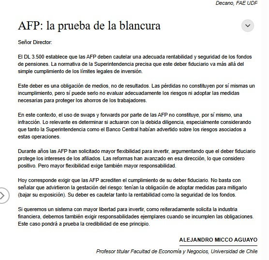 alejandromicco's tweet photo. AFPs: La Prueba de la Blancura (El Mercurio) https://t.co/MThynAGbuu