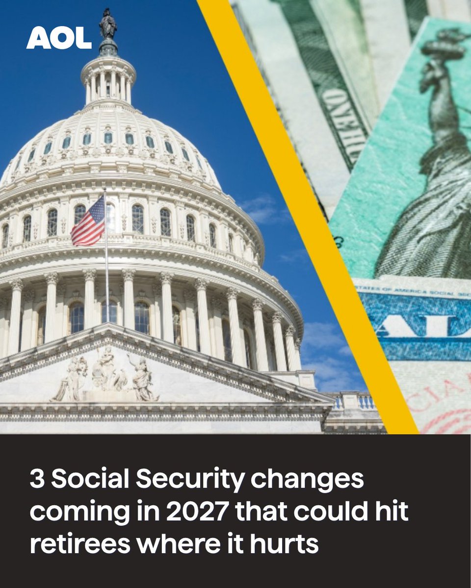 AOL's tweet photo. Retirees will see a bump in their Social Security checks next year, but a few other changes could quietly take a bite out of that extra money. From rising Medicare costs to new limits for retirees who are still working, here’s what’s shifting in 2027 and how it could affect your monthly budget. (Source: FinanceBuzz)

💵 https://t.co/MIP8ptIzwe