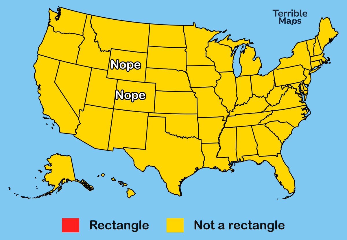 TerribleMaps's tweet photo. US states that are rectangles https://t.co/PBvlGWuR4D