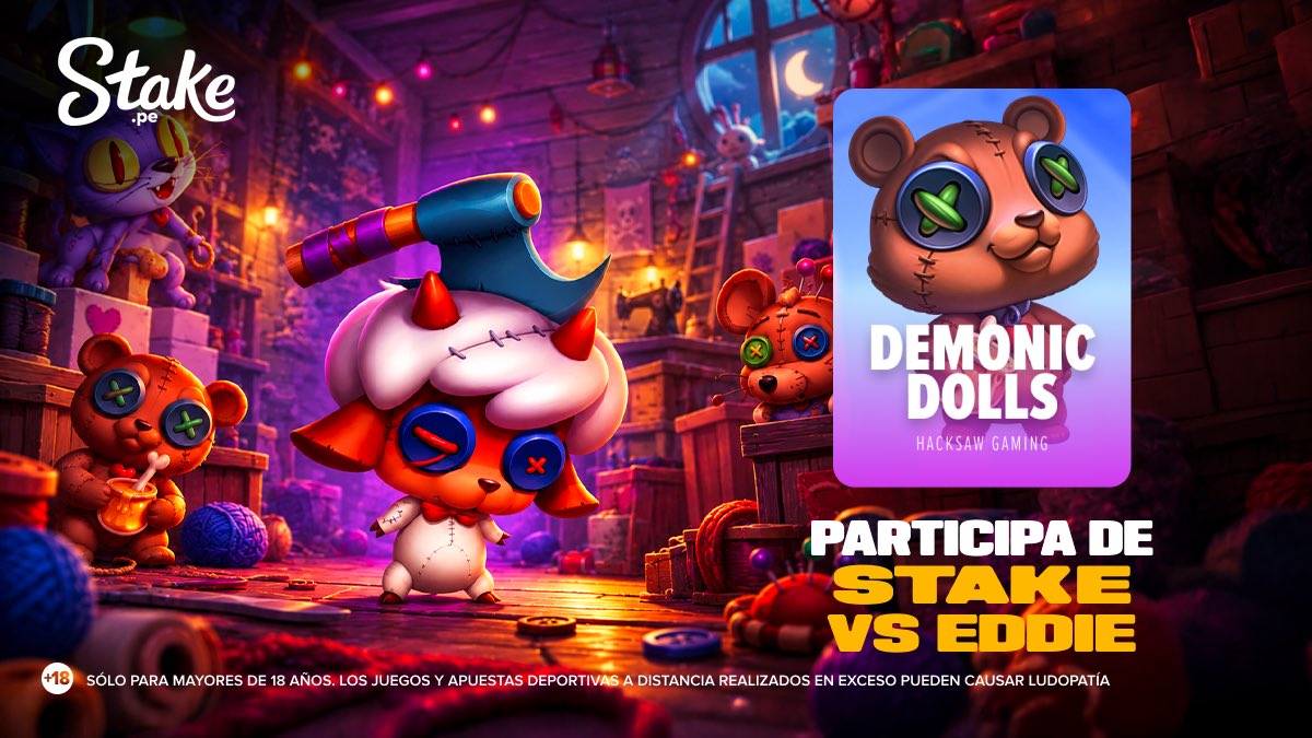 PeruStake's tweet photo. ¡DESAFÍA A EDDIE! 💰

Juega Demonic Dolls desde S/1, alcanza o supera el multiplicador de 100x y participa por una parte del pozo de S/20,000 🎰

Aplican T&amp;C. https://t.co/TUtVanoafj