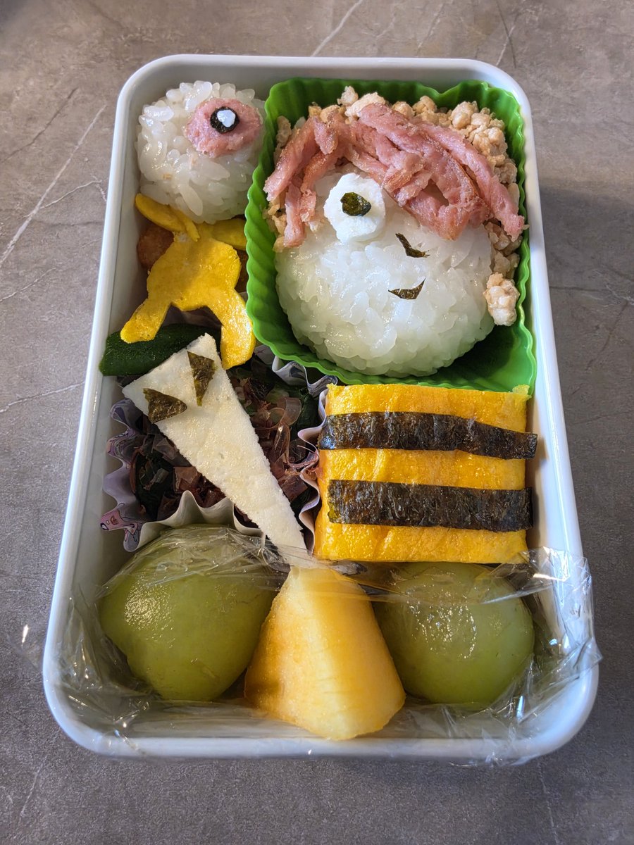 tetsu4's tweet photo. おはよう、日本🇯🇵
今日の子供のお弁当は鬼太郎弁当（妻作）。
我が家ではゲゲゲの鬼太郎が流行中。 https://t.co/WKTsHdHswD