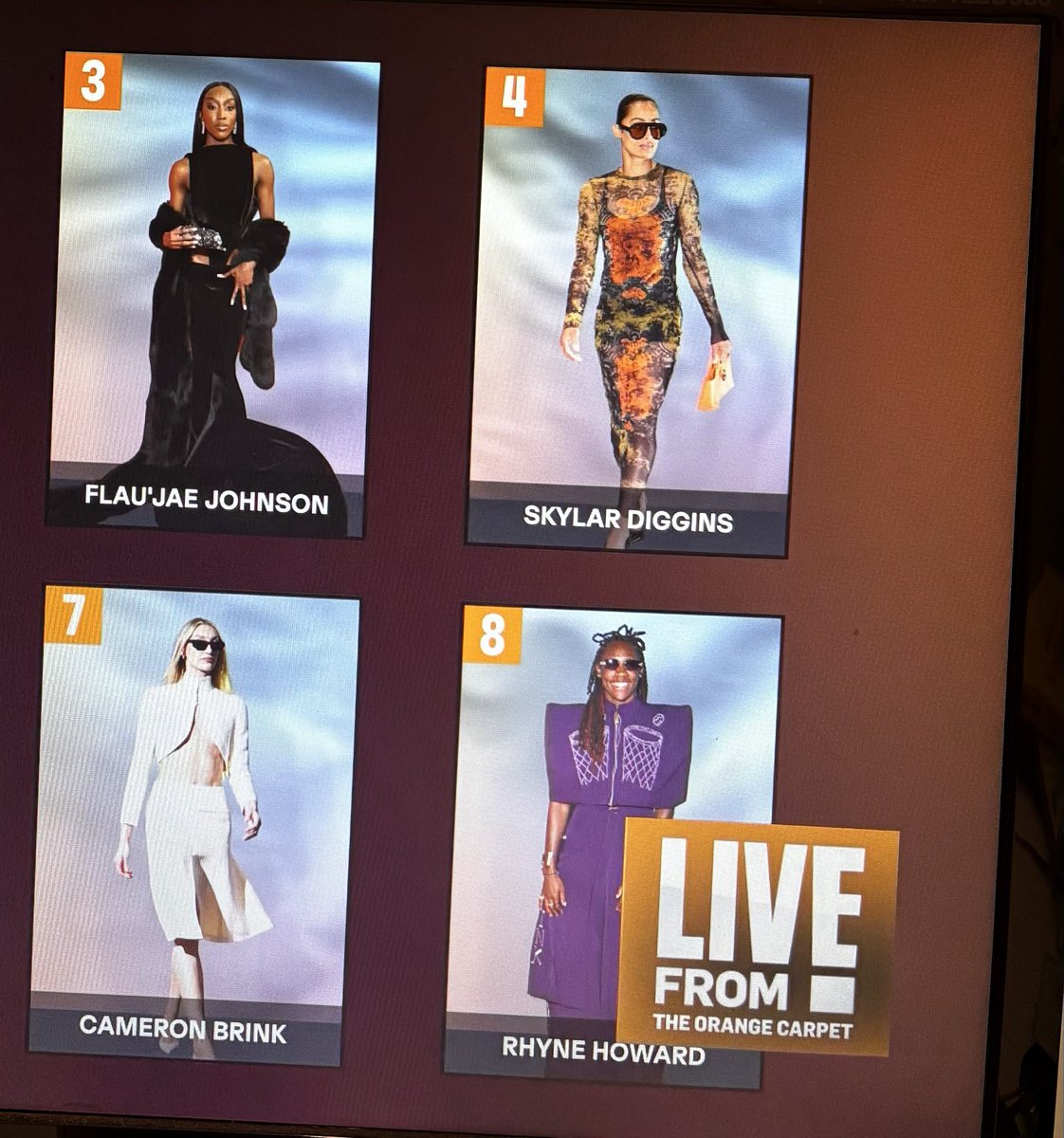 ClassicJpow's tweet photo. The E! Live from the Orange Carpet show just ranked the top 8 looks from the #WNBA season. 

I understand I have a bias because I’m in the New York Market, but I was really surprised not to see Breanna Stewart on this list. https://t.co/MJfPZtqh4U