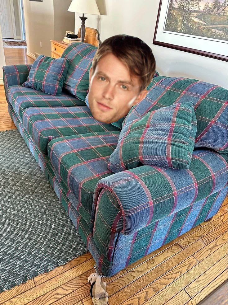 randomkinsella's tweet photo. Wade Kinsella as a flannel couch https://t.co/TH7jYEBRhq