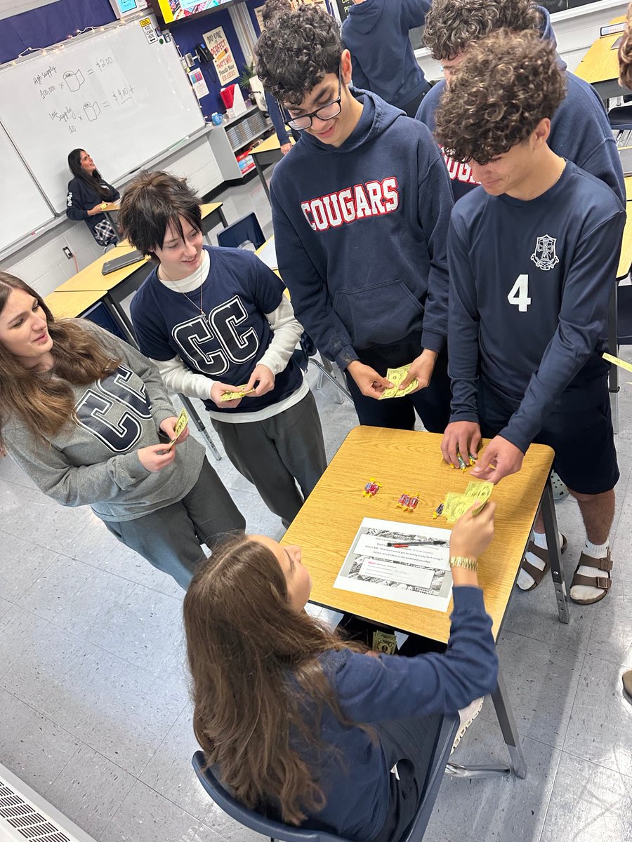 CardinalCarter's tweet photo. Learning business by doing business! Today, our Grade 10 Business students put supply and demand into action by buying and selling candy! Through this hands-on activity, students discovered how changing supply and demand can influence prices in today’s economy. https://t.co/sxZ1GcZcAv