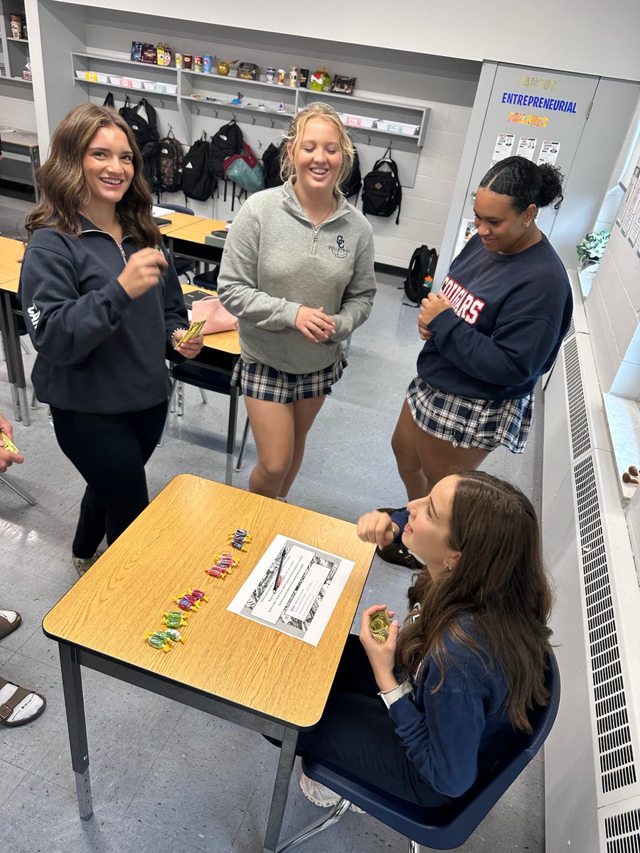 CardinalCarter's tweet photo. Learning business by doing business! Today, our Grade 10 Business students put supply and demand into action by buying and selling candy! Through this hands-on activity, students discovered how changing supply and demand can influence prices in today’s economy. https://t.co/sxZ1GcZcAv