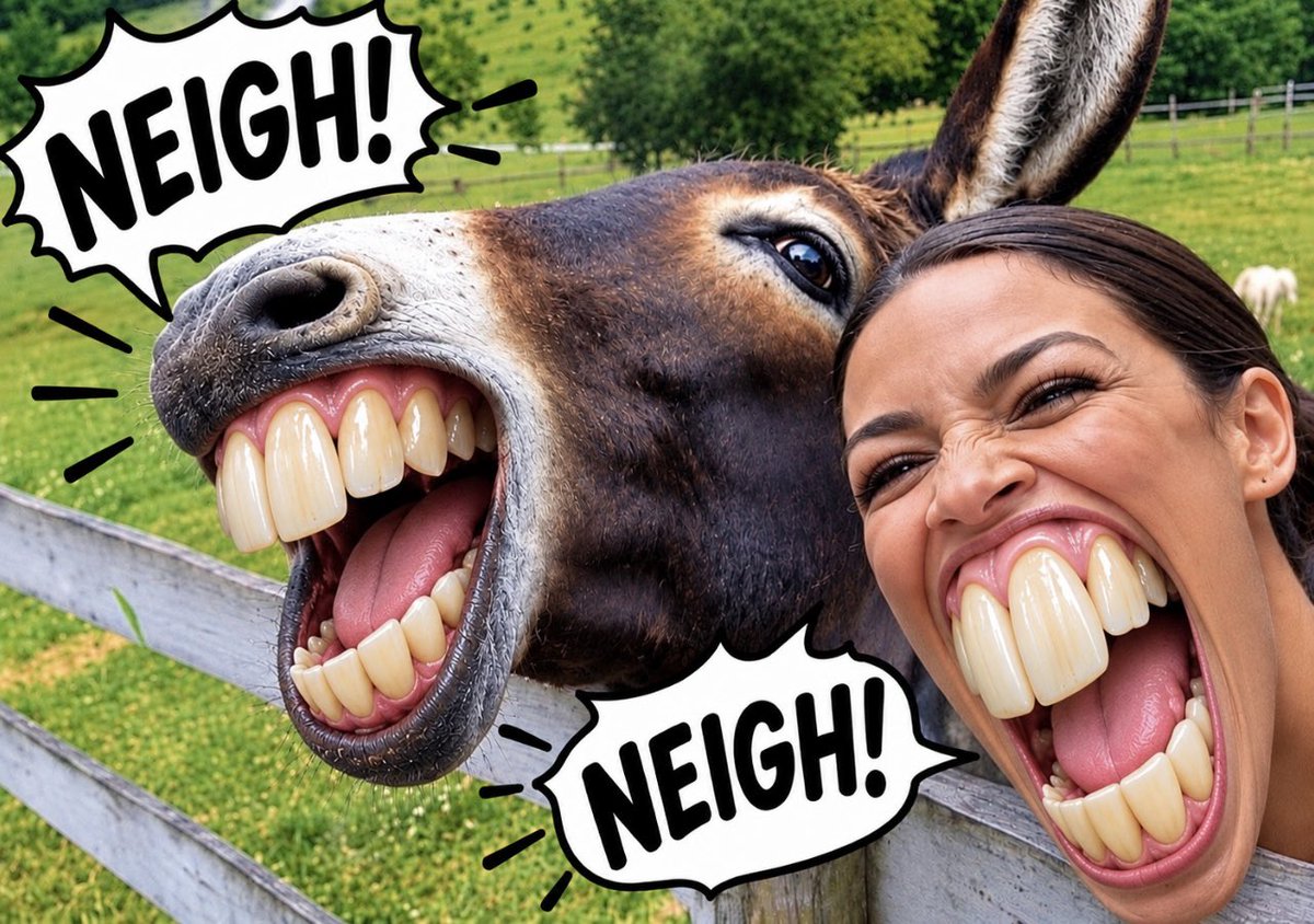 GollyGeeMemes's tweet photo. Horse tooth jackass… And the donkey on the left is cute!😁 https://t.co/4rN9rAhZWV