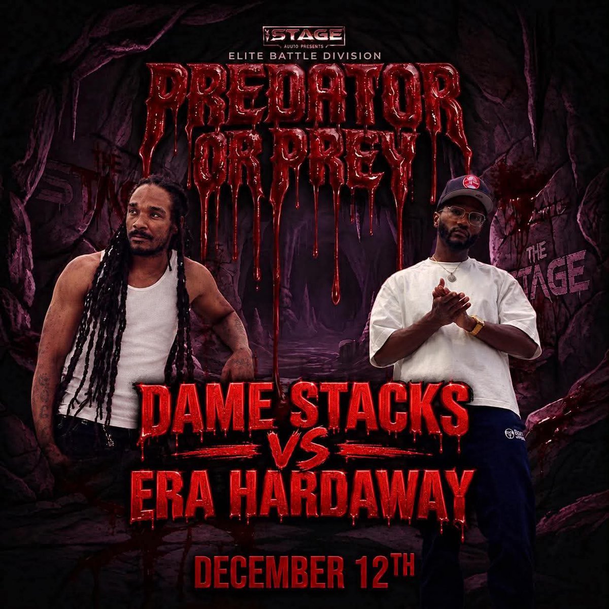 __KyleGarrett's tweet photo. @TheStageElite 3rd battle ANNOUNCEMENT ๐ฃ โPREDATOR OR PREY โ @VVS1HunDun BIRTHDAY CARD โผ๏ธ @Damestacks vs @EraHardaway is going down December 12th #Battlerap #Rapbattleevent https://t.co/0KnJizOidL