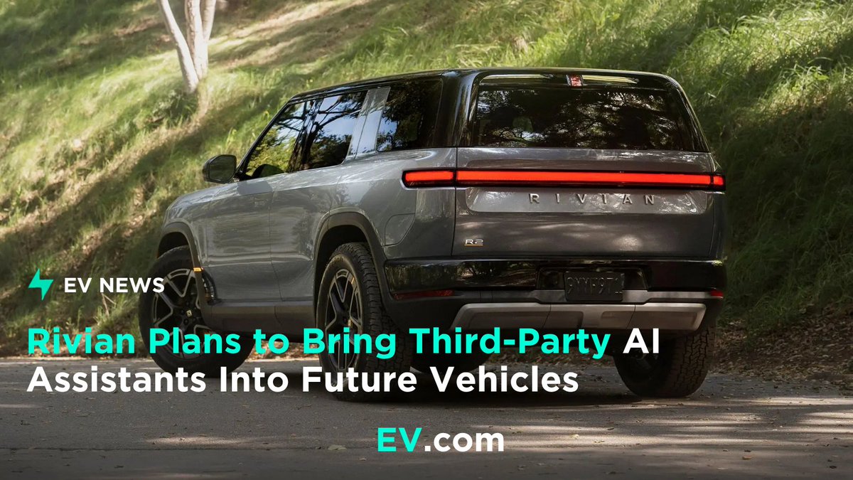 EVcom's tweet photo. Rivian plans to bring third-party AI agents, including services from companies such as Anthropic, into future vehicles, CEO RJ Scaringe said at TechCrunch Disrupt.

The idea could let drivers use an assistant's existing conversation history in the car. Rivian says AI agents will not control safety-critical functions such as steering or braking.

https://t.co/rsNgLqbDUN