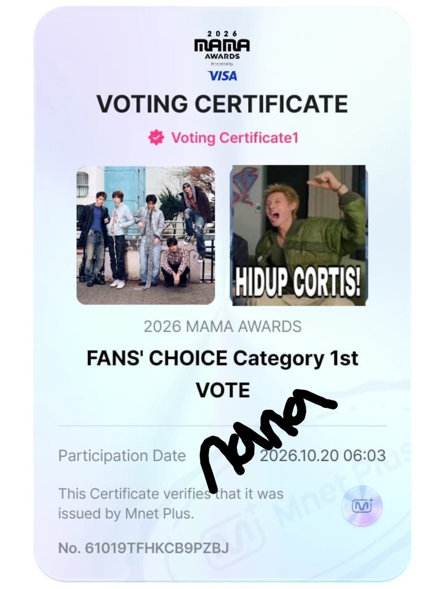 chocohyeon_'s tweet photo. 1 RT = 1 VOTE
1 REPLY = 1 VOTE 

VOTE FOR CORTIS NOW ‼️

I vote for #CORTIS on #2026MAMAVOTE https://t.co/GAOL2BeEQi