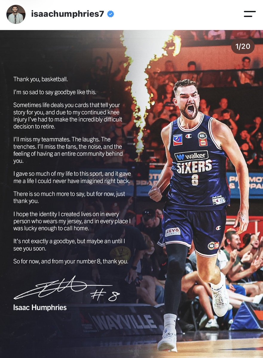 OlgunUluc's tweet photo. Isaac Humphries has announced his retirement from basketball. https://t.co/B7YK1jjIXq