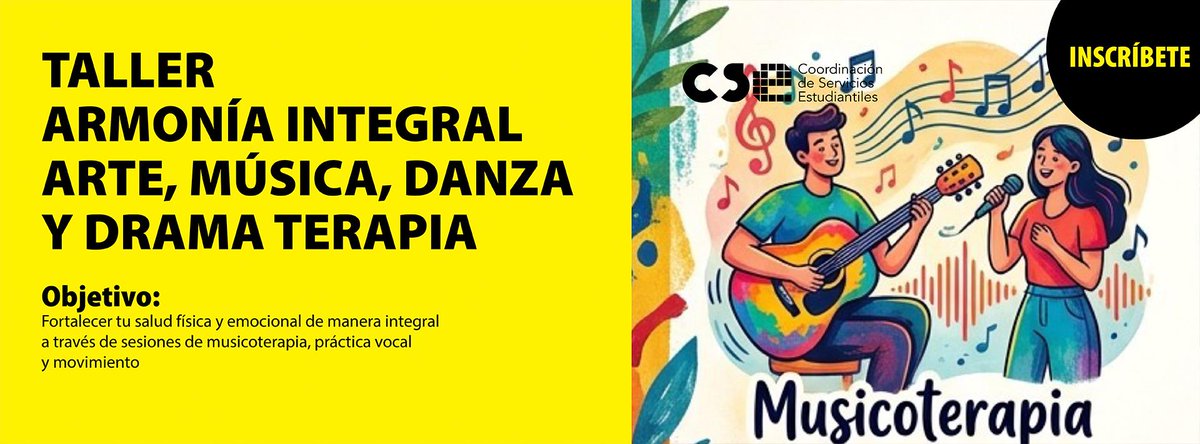 UACM's tweet photo. #UACM #UACMEducación #UACM25Años
El Taller Armonía integral, arte, música, danza y drama terapia en el plantel San Lorenzo Tezonco se llevará a cabo los jueves 10:00 a 11:30 horas. Aula C-301
Inicia 22 de octubre https://t.co/hVEYTdPcqg