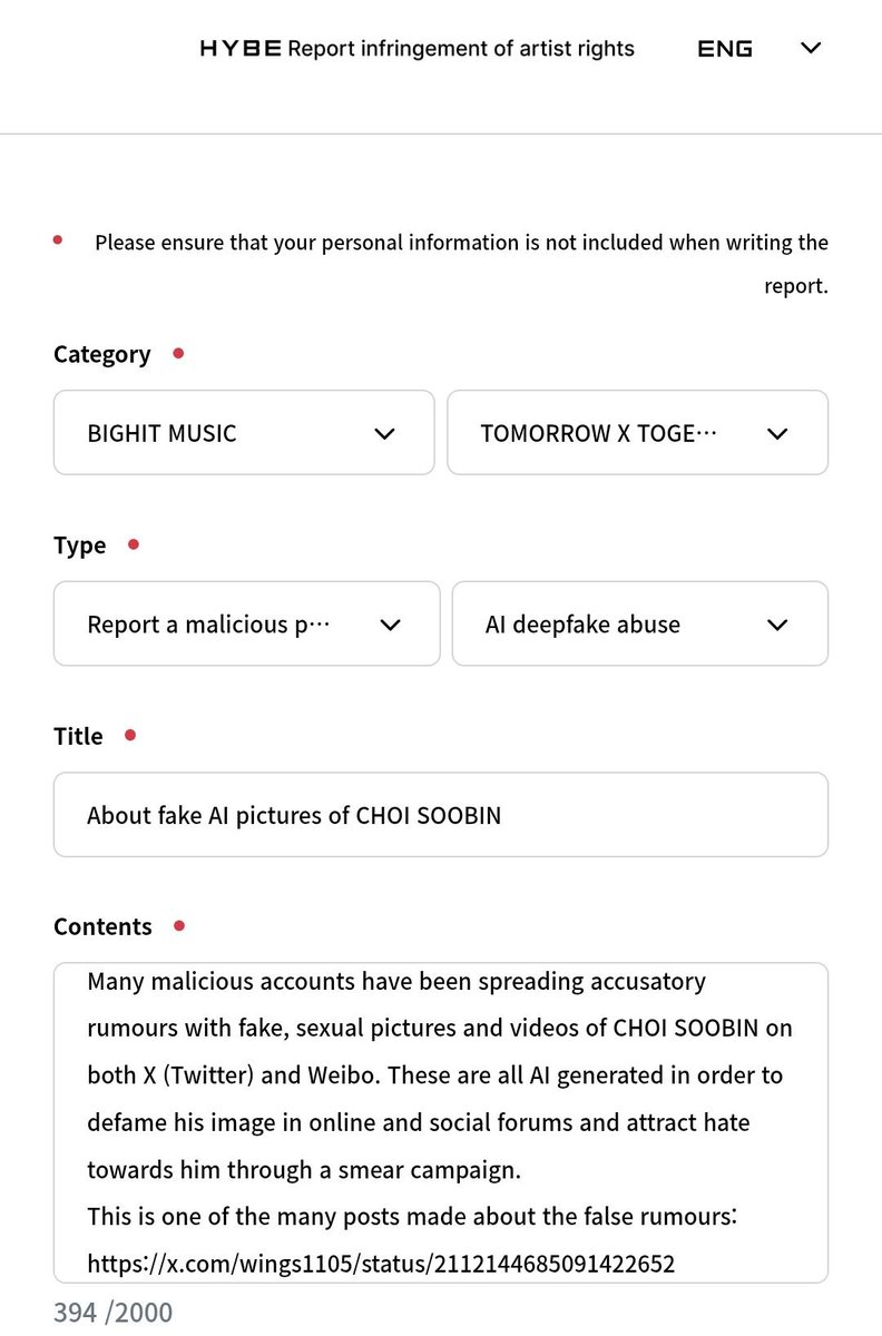 TXT_DailyNews's tweet photo. ‼️ MASS EMAILING ‼️

Due to defamatory rumours spreading about 🐰, we've created a template and we ask everyone to mass email about this issue to HYBE Portal. You may modify its contents to report other malicious posts, too.
🔗: https://t.co/bj7pM6WEjm

‼️: https://t.co/JgYxWqPbFS

 @TXT_bighit @BIGHIT_MUSIC Protect your artist, this is disgusting and truly insulting to a respected artist like Soobin. Don't stay silent about it❗