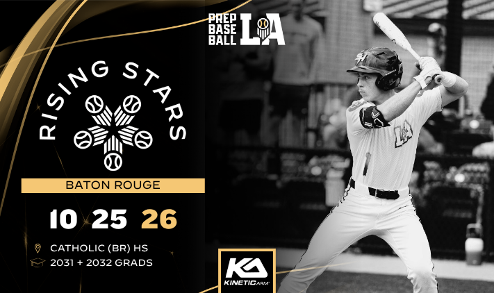 PrepBaseballLA's tweet photo. ⭐️ 𝗕𝗮𝘁𝗼𝗻 𝗥𝗼𝘂𝗴𝗲 𝗥𝗶𝘀𝗶𝗻𝗴 𝗦𝘁𝗮𝗿𝘀 𝗙𝗮𝗹𝗹 𝗜𝗗

🗓️ Sunday October 25, 2026
📍 Catholic BR High School
🎓 2031-2032 class

Event page with all the details for our final rising stars event of the fall below ⬇️ 

#BeSeen

🖇️ https://t.co/kirLqBCQAL https://t.co/RIYqjWPiD8