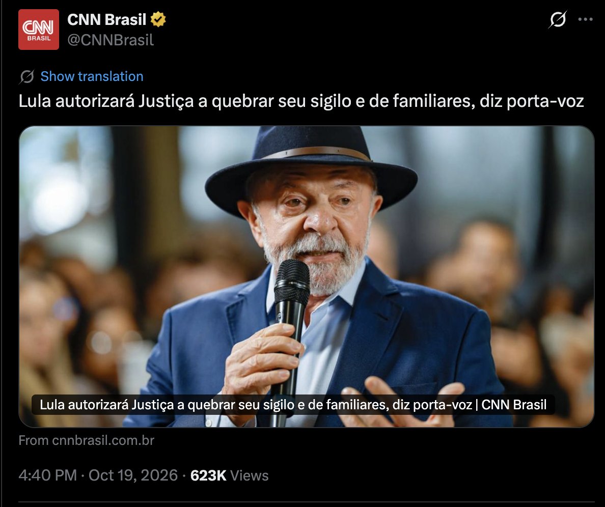 Rconstantino's tweet photo. "O do Lula foi por fora". - Daniel Vorcaro https://t.co/JGYxcLQQDl