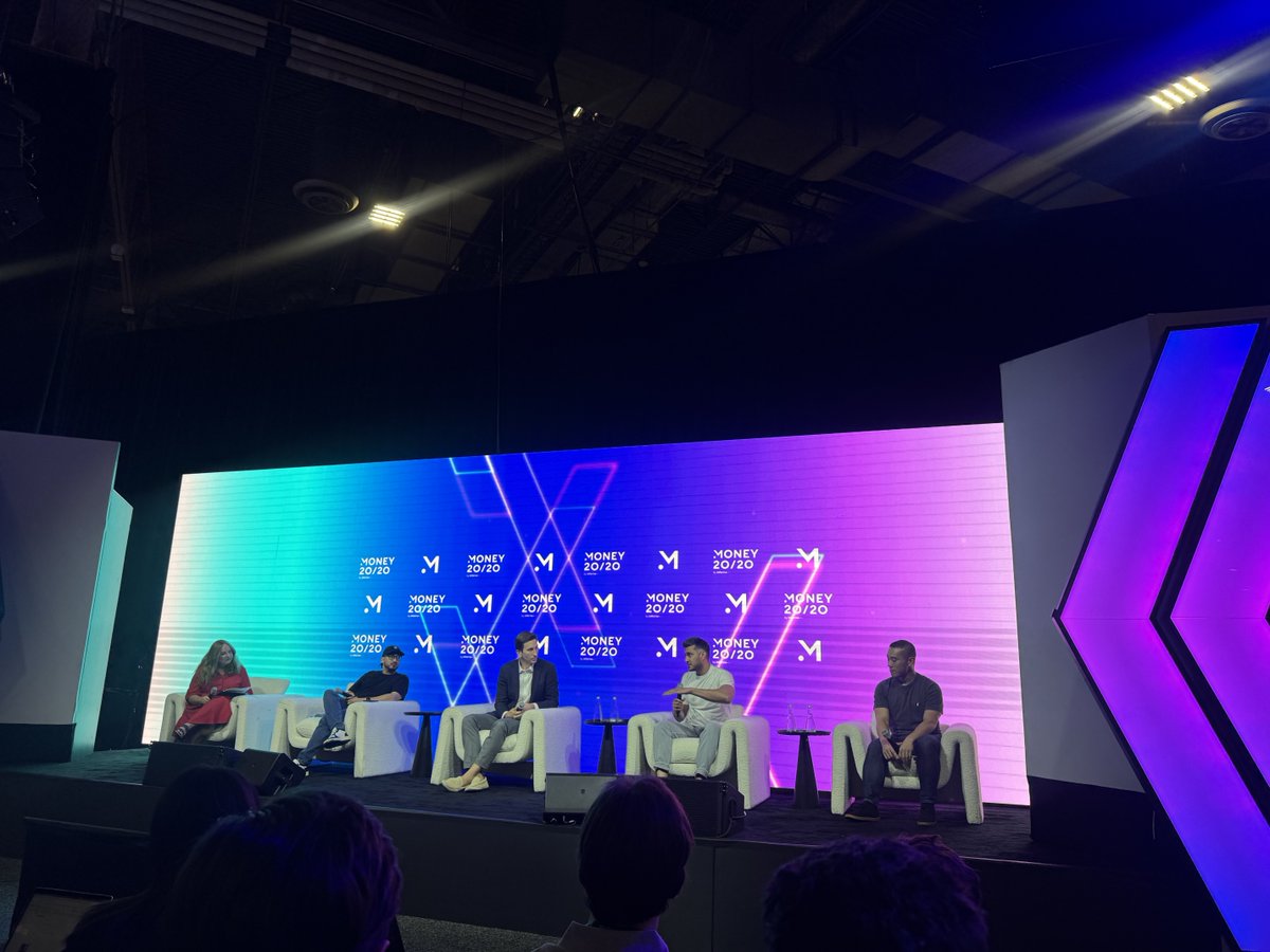Payward's tweet photo. Payward Co-CEO @arjunsethi sharing the @money2020 stage with speakers from @AlpacaHQ, @citsecurities and @solana talking tokenized equities, who gets access to markets and how adoption is growing worldwide. https://t.co/KmMnCAbZRB