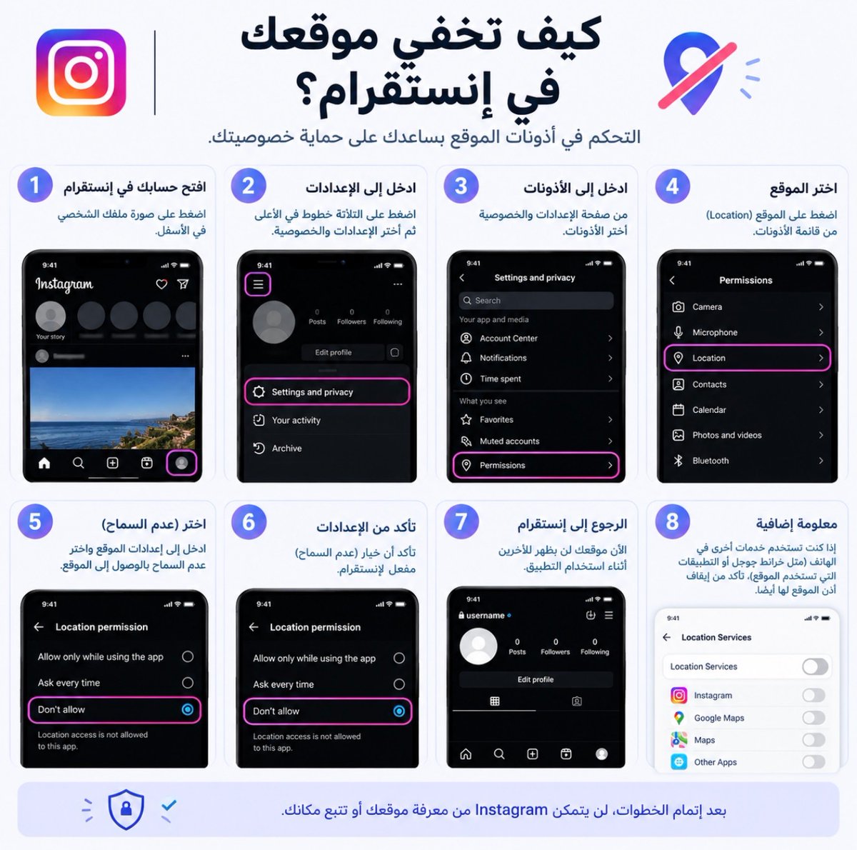 Bandar1rs's tweet photo. 🔒 حافظ على خصوصيتك في إنستقرام! 📱

تعرّف على خطوات إيقاف إذن الوصول إلى موقعك من إعدادات الهاتف، وتأكد من مراجعة أذونات التطبيقات الأخرى للحفاظ على خصوصية بياناتك.

#إنستقرام #سناب_شات https://t.co/lIb1bcE7Hk