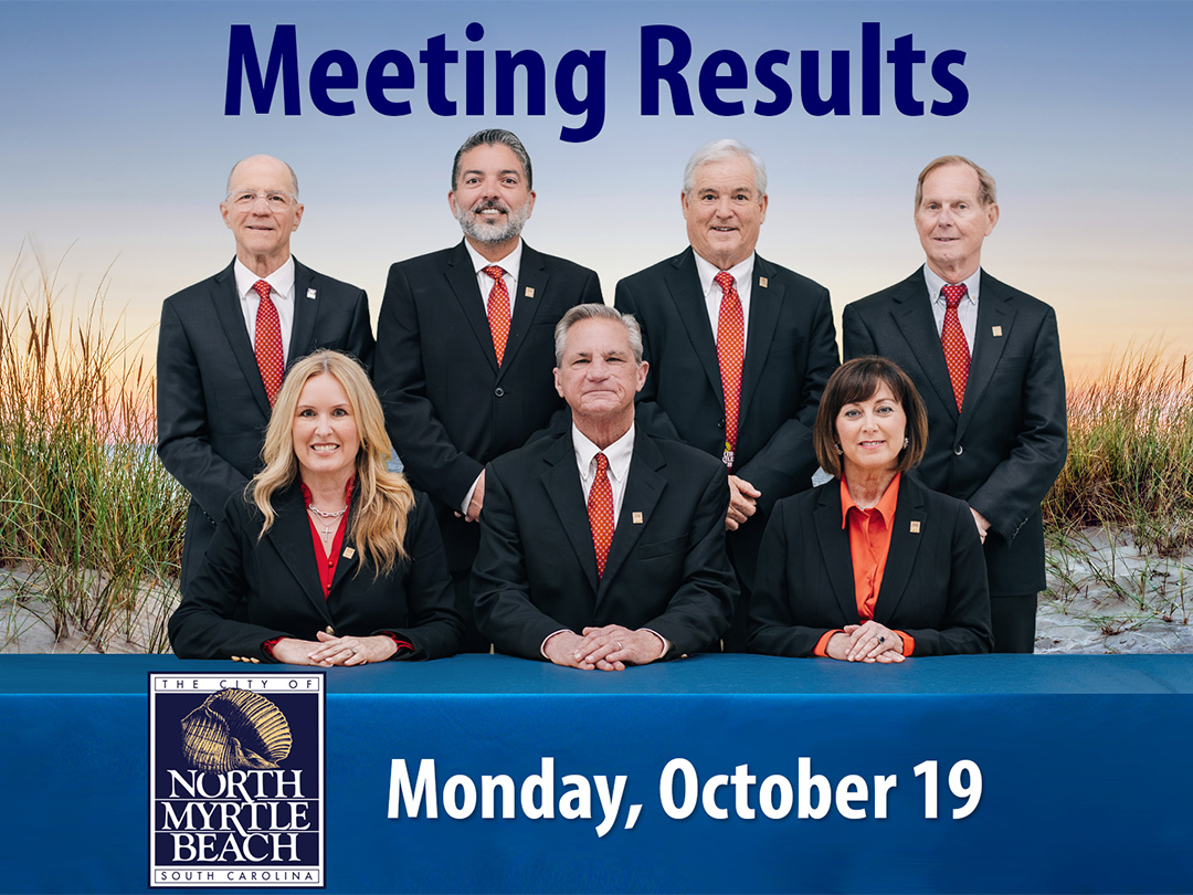CityofNMB's tweet photo. The North Myrtle Beach City Council met in a regularly scheduled meeting on Monday, October 19, at 6:00 PM at City Hall.

View the Results, Agenda, Accompanying Documents, and Livestream Link: https://t.co/qc0mgcldAD https://t.co/A5PX9NJPHg