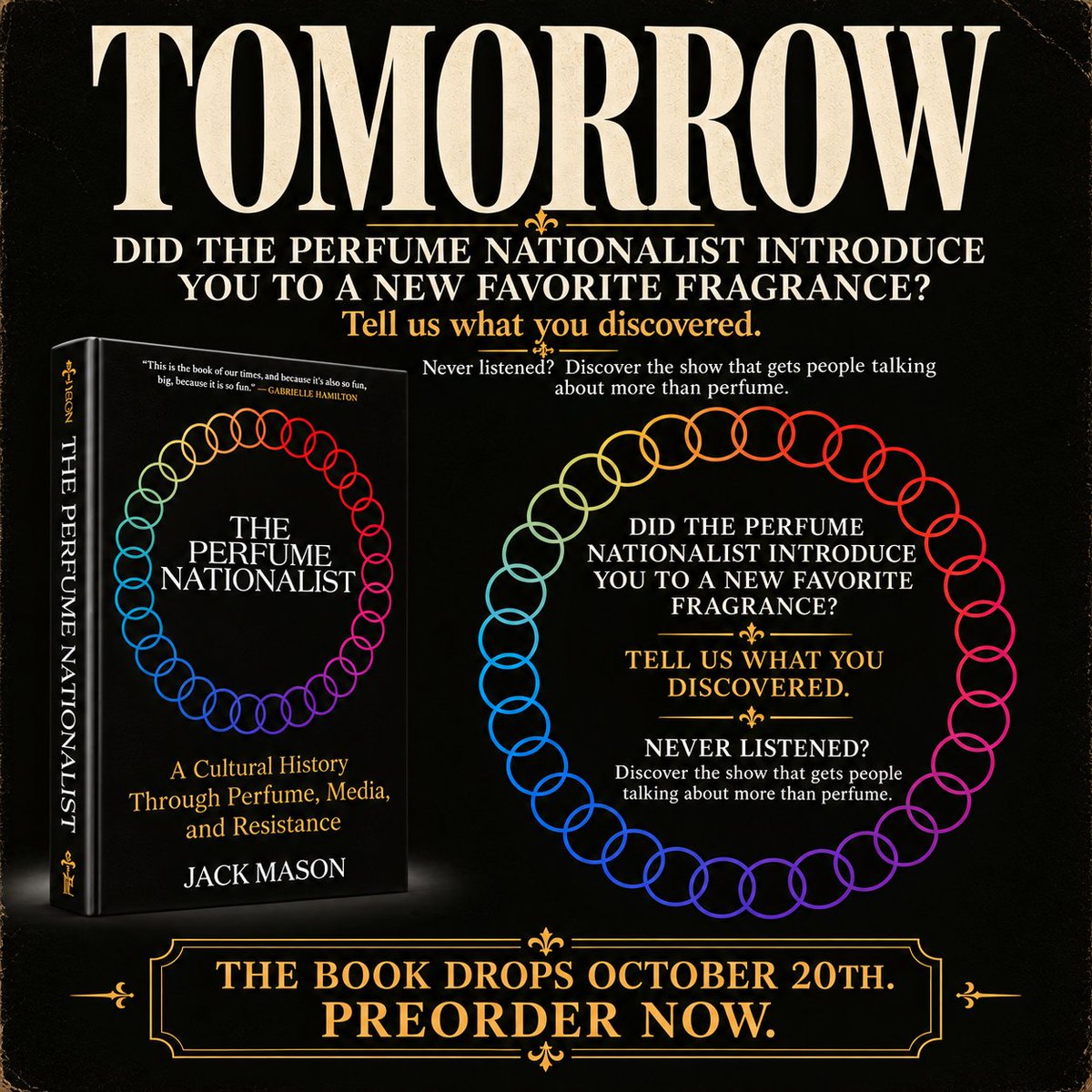 breakingyoun's tweet photo. Jack Mason's book The Perfume Nationalist: A Cultural History Through Perfume, Media, and Resistance drops TOMORROW, so order now! Did The Perfume Nationalist podcast introduce you to a new favorite fragrance? Let us know in the comments or QTs! https://t.co/rB31q7cFIb