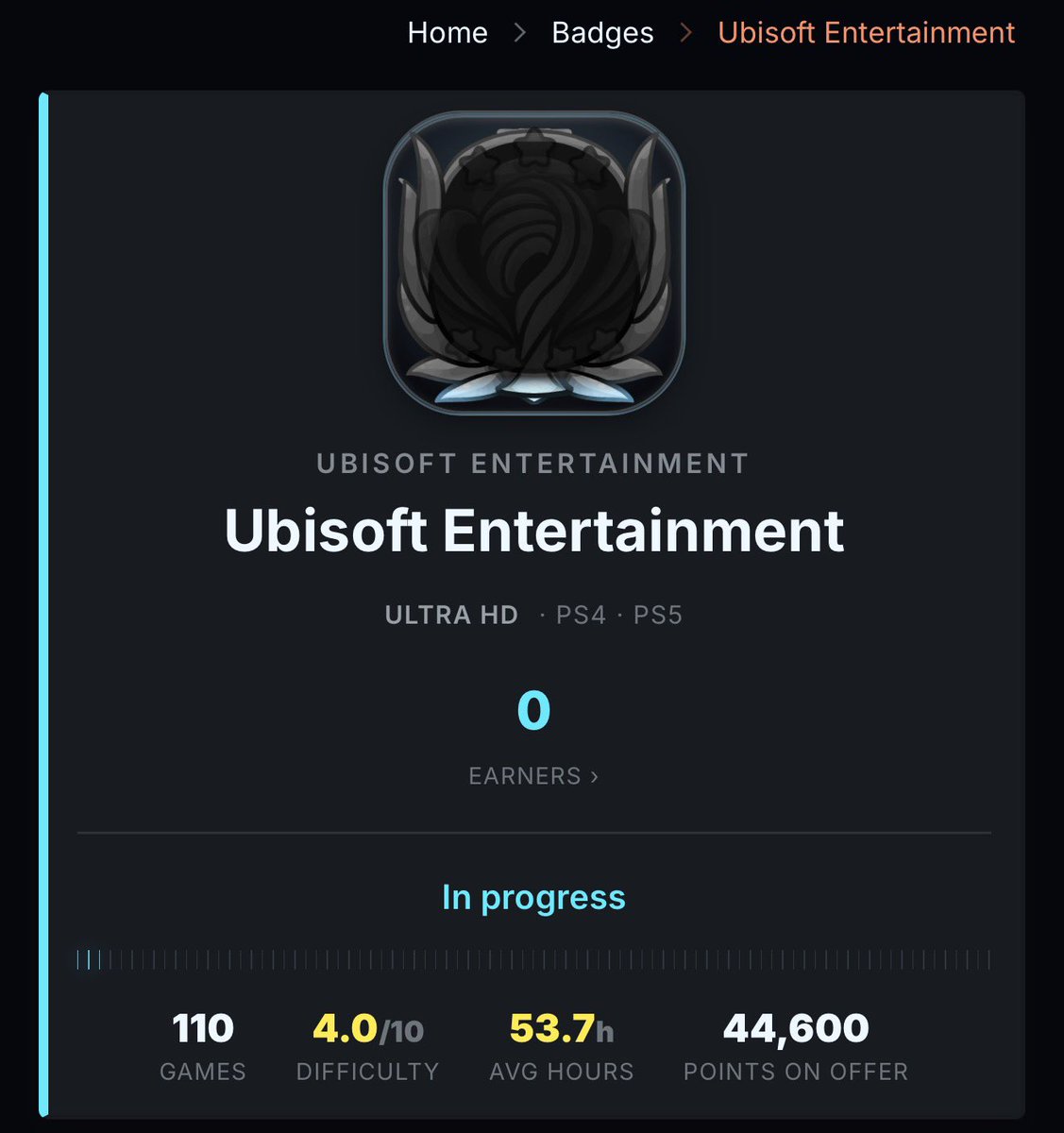 platpursuit's tweet photo. Badge Drop 🎉

We’ve added TWO big time developer badges to our website!

- Rockstar (18 games)
- Ubisoft (110 games)

Think you got what it takes to conquer our biggest badge yet? 👀 https://t.co/7hZxGunSpo
