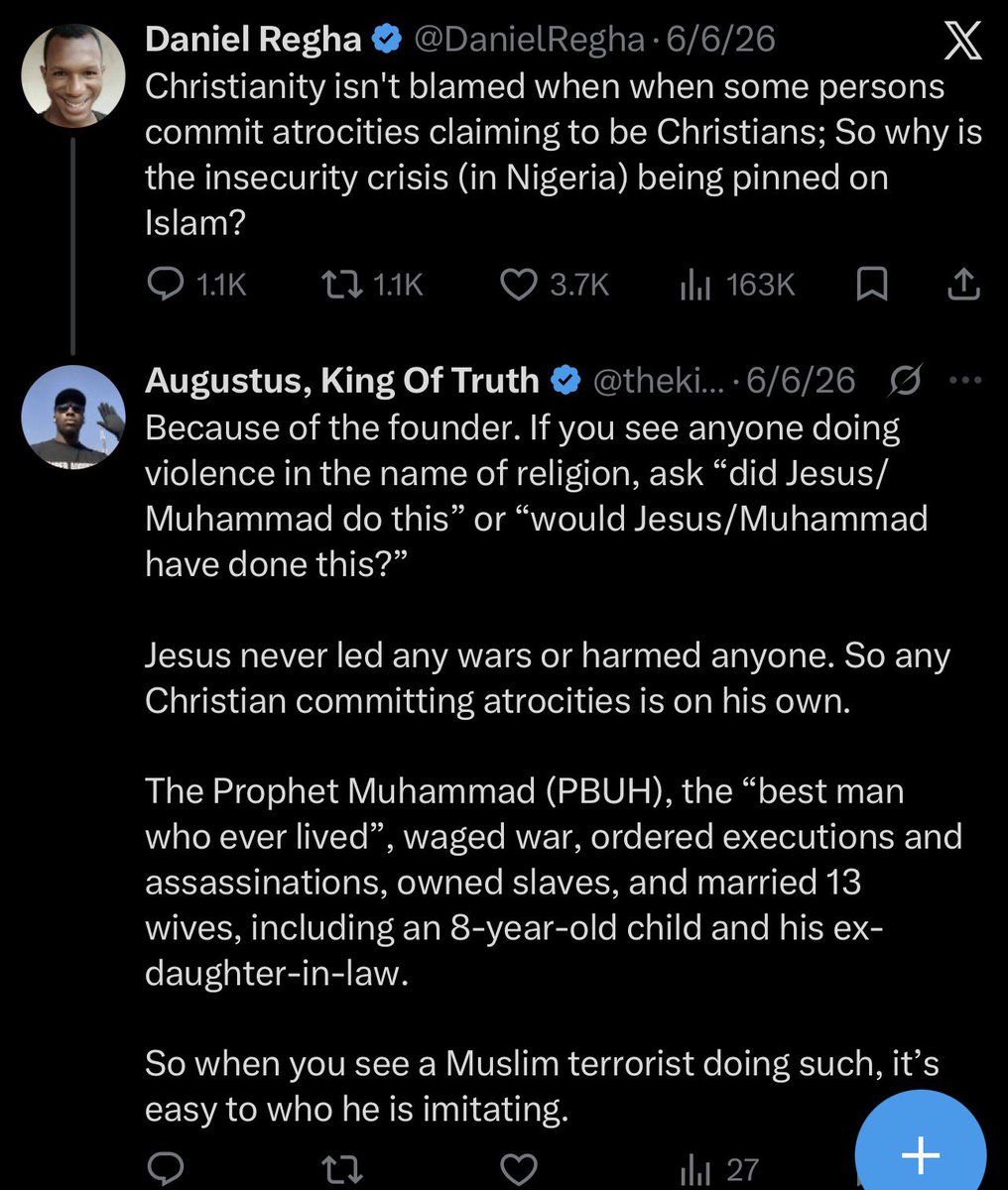 duckim21's tweet photo. @thekingoftruths @instablog9ja Yes he’s still a real soldier …. Cuz yall never spare Muslims any bullshit you’re driving at now before slamming “that what Islam teaches them” A Christain pastor commit murder in the name of Jesus Christ, you suddenly knows him to be fake …clown 🤡 https://t.co/MHVXUuD627