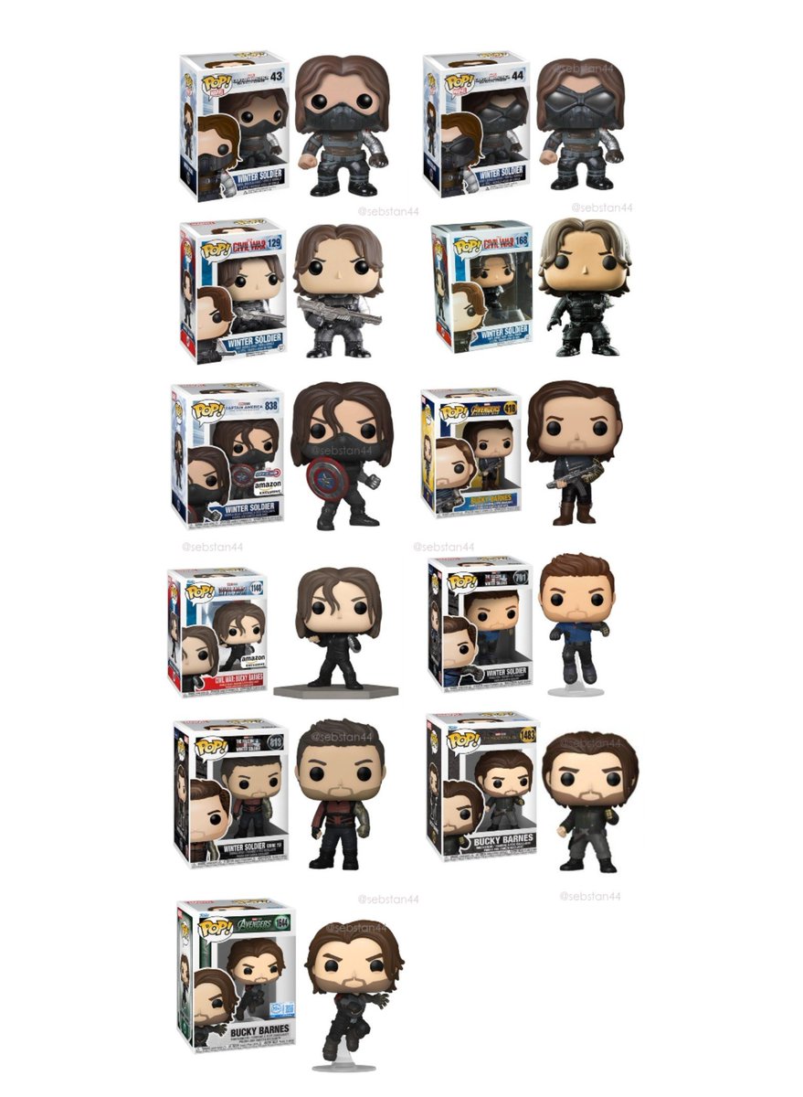 sebstan44's tweet photo. Updated Bucky Barnes Funko Pop list🦾 https://t.co/Fc7XDKGiaT