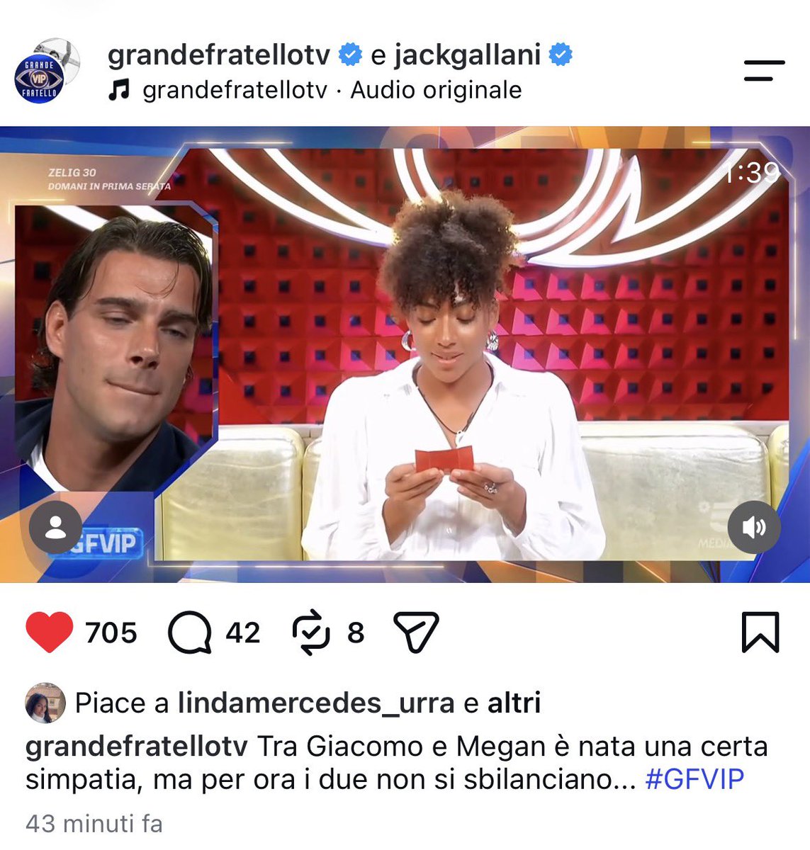 ChiaraIvancic__'s tweet photo. Linda la mamma di Megan che mette mi piace su Instagram alla clip di Giacomo e Megan ❤️ #GFVIP #jackria https://t.co/iaxSYbnSy7