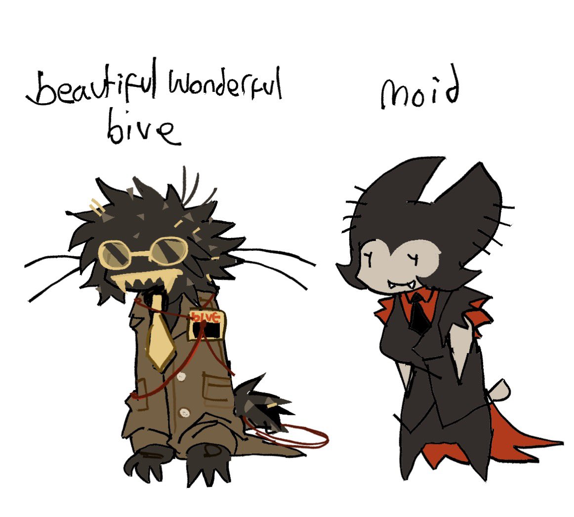 lenondenonn's tweet photo. fangsworth reminds me of weirdos alot and makes me super uncomfortable esp since i relate to bive alot but i think his design and some dialogue is  cute im in hell https://t.co/ceUQJKSblY