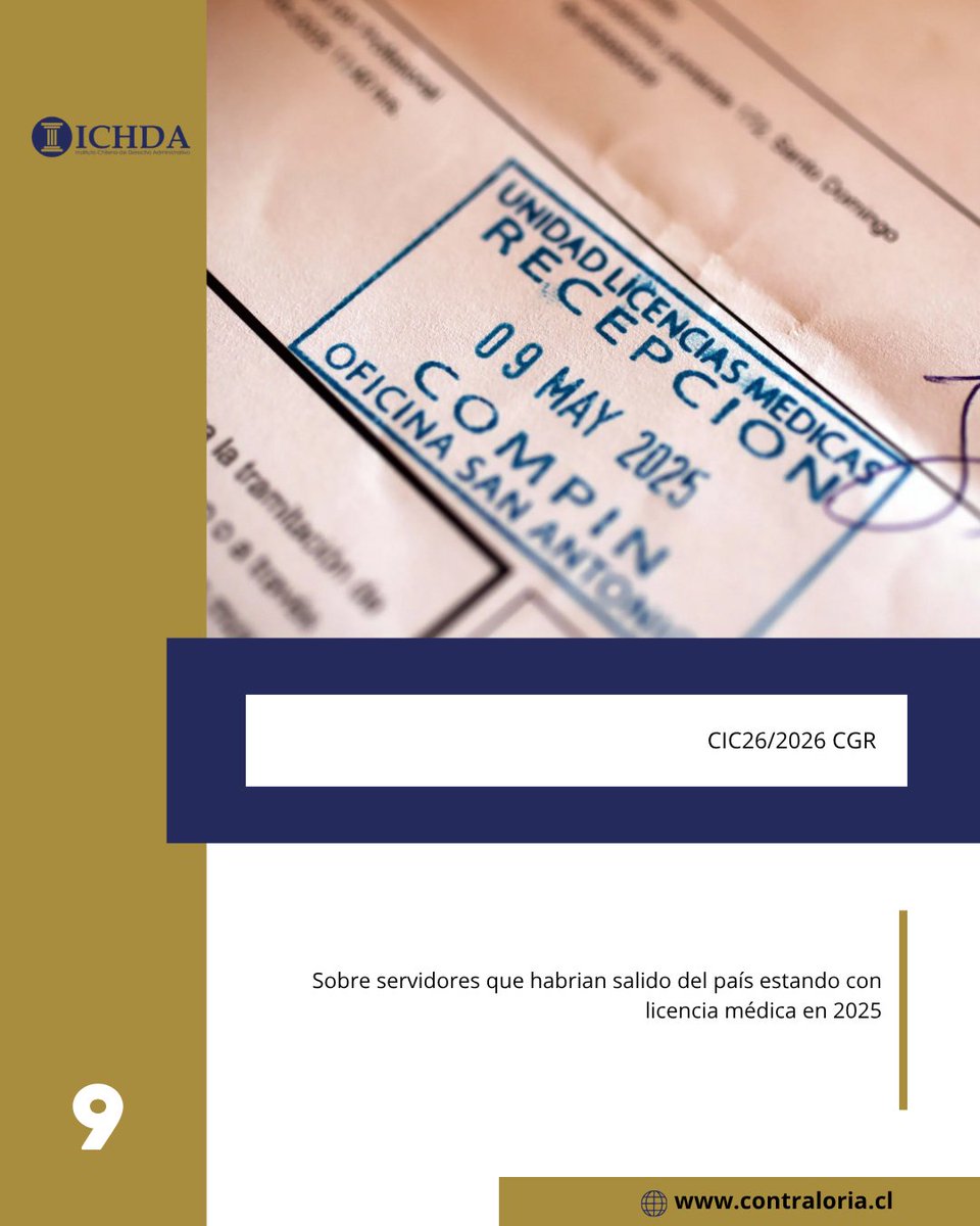 ichdacl's tweet photo. 🔹 Licencias médicas: Informe sobre funcionarios que habrían viajado al extranjero estando con licencia médica durante 2025 (CIC26/2026).
 https://t.co/MhVcDSglKs https://t.co/9CANDxAOCc