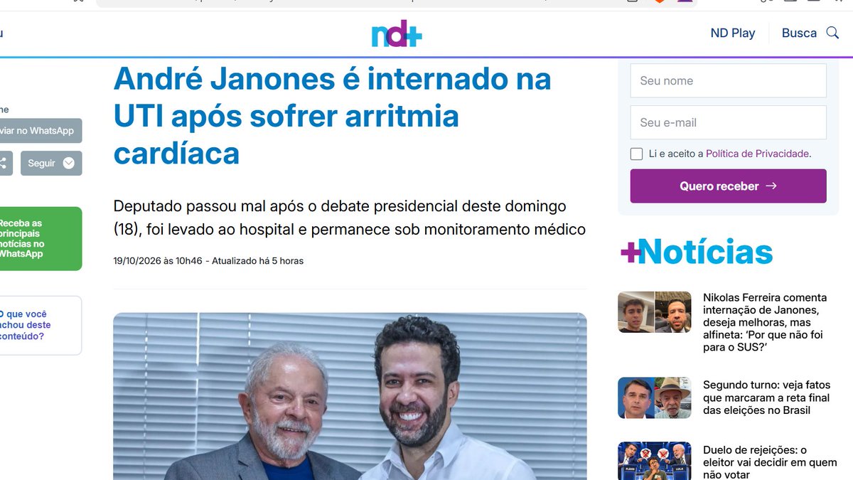 schmittpaula's tweet photo. Andre Janones, cotado para futuro candidato do PT à presidência, sofre arritmia cardíaca. https://t.co/IerteTiTN9