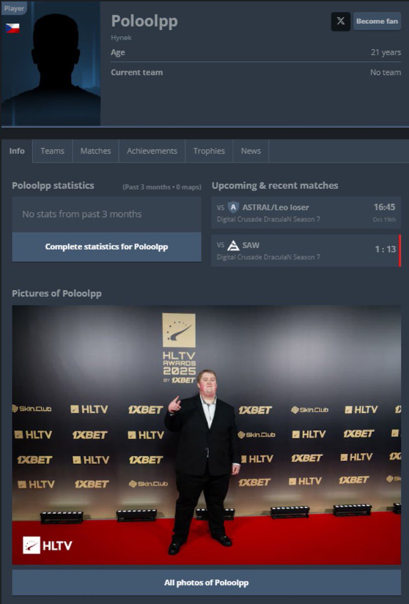 Poloolpp's tweet photo. Has there genuinely ever been a tuffer HLTV profile https://t.co/nPYZFJ0WbB
