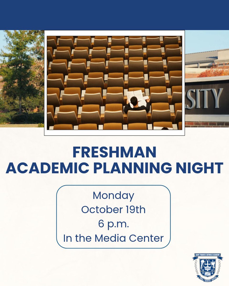 sfcawolves's tweet photo. Freshmen and Freshmen Families: Make sure to come back TONIGHT for Freshman Academic Planning Night at 6 p.m. in the Media Center. #SFCA #GoWolves https://t.co/R3dVqYXy0j