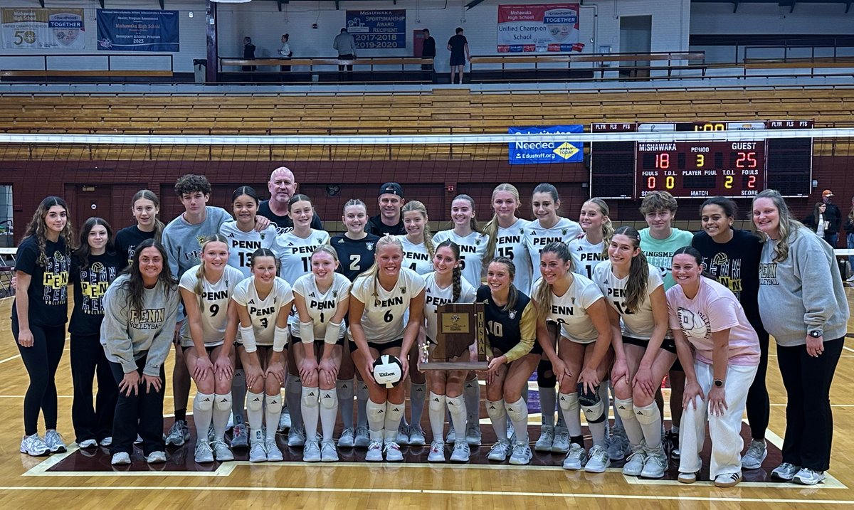 The_Pennant's tweet photo. VOLLEYBALL: Penn takes on Chesterton for a Class 4-A Volleyball Regional Championship !!!!

🏐Penn vs. Chesterton
🕗️8 p.m. EDT
📅Saturday, Oct. 24, 2026
📍At LaPorte High School
🎫Ticket link/event details: https://t.co/V0GAb5d8zq https://t.co/7Jf7HMsfVV
