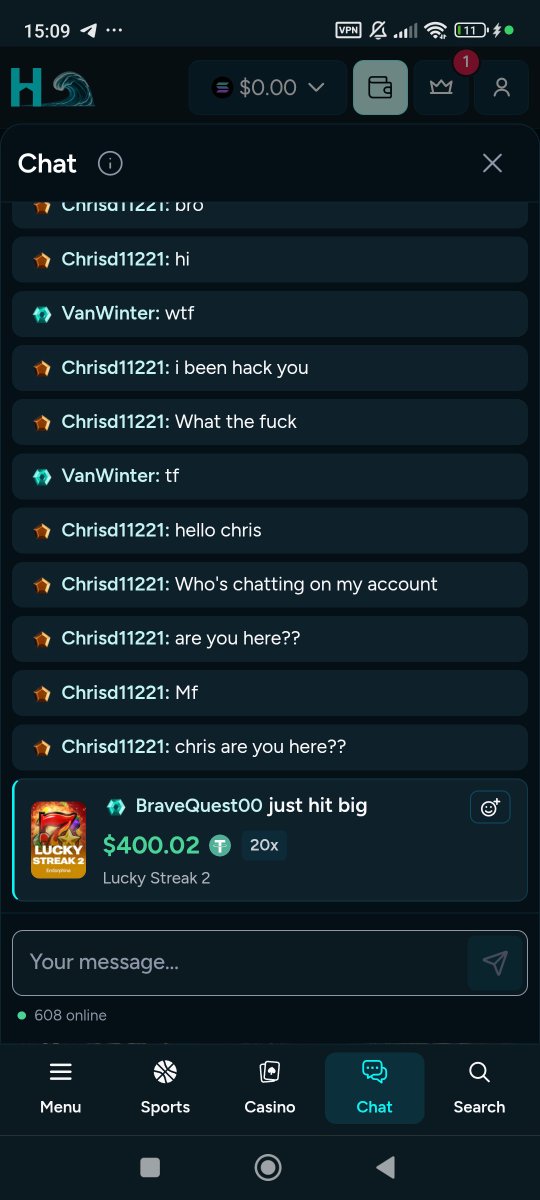 Chrisd11221's tweet photo. @p0rchy @Arik004_ @housebets @HousebetsHubie These was not me someone took control of my account while I was online playing https://t.co/CwSzSKrsQ8