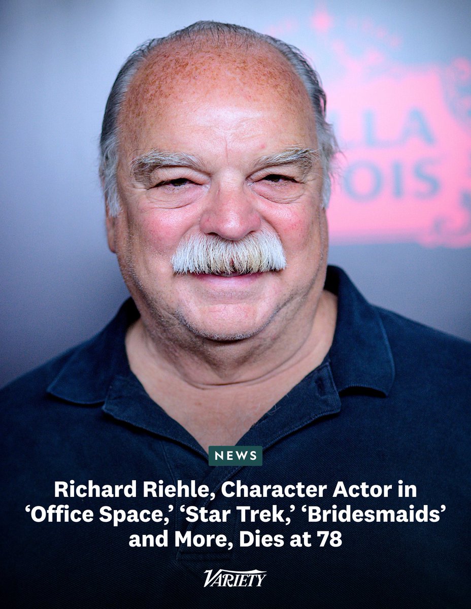Variety's tweet photo. Richard Riehle, the character actor best known for playing Tom Smykowski in “Office Space,” died of natural causes on Oct. 15. He was 78.

Riehle appeared in more than 400 film and TV projects, including “Star Trek: The Next Generation,” “The Fugitive,” “Grounded for Life,” “Of Mice and Men,” “Wedding Crashers” and “Bridesmaids.” 

He also portrayed Santa Claus in eight different projects throughout his career.

https://t.co/IxTu1JOmbW
