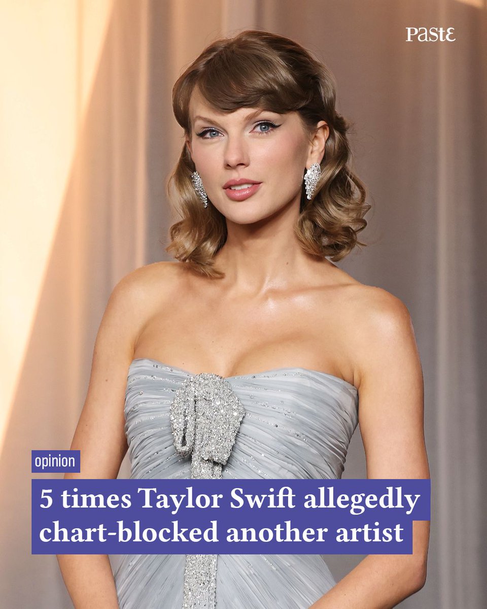 PasteMagazine's tweet photo. From Katy Perry in 2017 to Olivia Rodrigo just last week, here are 5 times Taylor Swift has been accused of intentionally chart-blocking another artist 

READ: https://t.co/lrItHc63of https://t.co/BHfezArno9