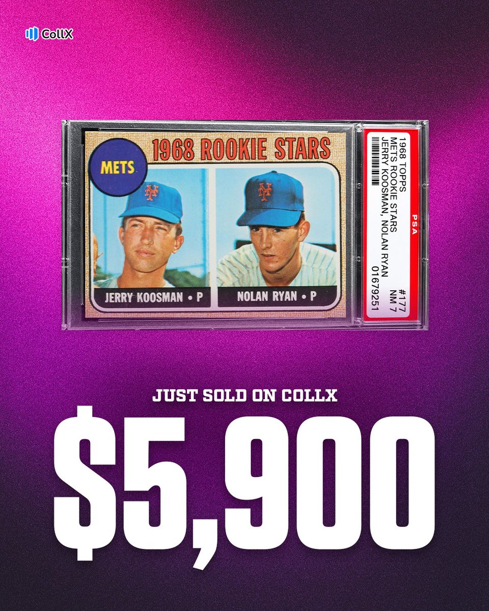 CollX_App's tweet photo. A PSA 7 Nolan Ryan rookie card leads this bunch of cards that were just sold on the CollX Marketplace! https://t.co/OL8T0qbRRg