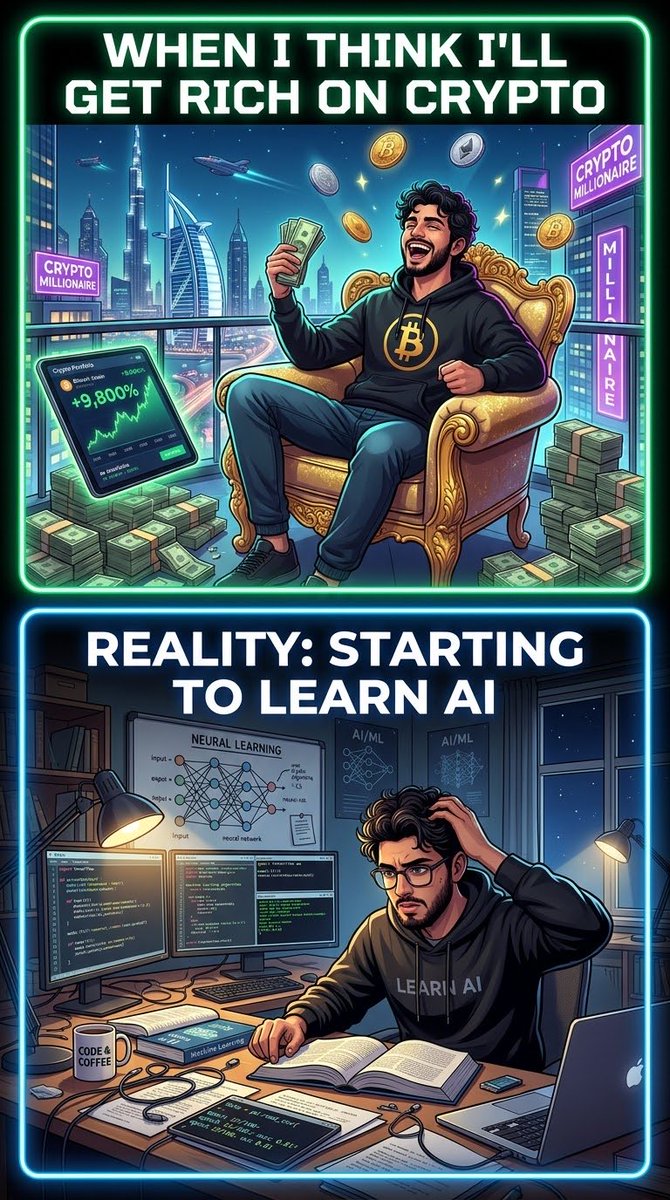 Hats1van's tweet photo. Learning AI images &amp; video now, but my mind is still on crypto riches! 🚀💎 https://t.co/bWWkcnrrrk