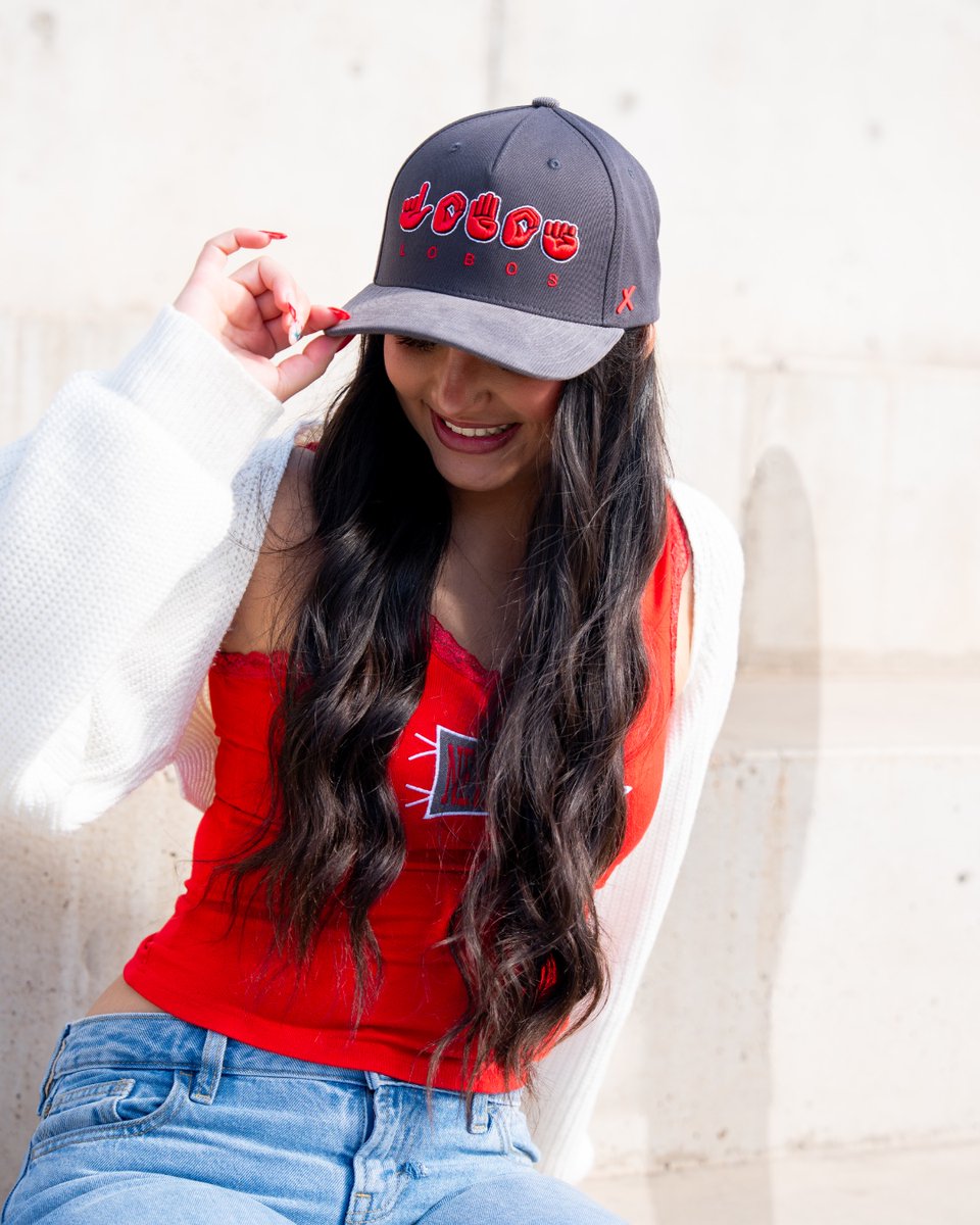 UNM's tweet photo. CapX's American Sign Language hat has a new edition to the family 🩶 🍒 
Available now at the UNM Bookstore! https://t.co/Ex8Q5ete2A