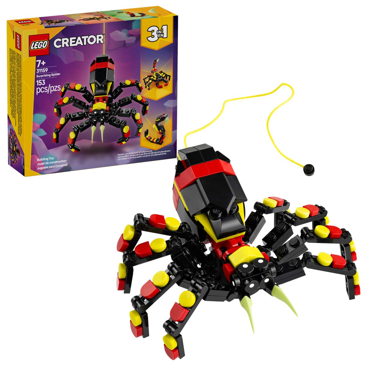 DailyDealDropUS's tweet photo. Creepy-crawly LEGO for $7.19 🕷️ (list $12.99, 45% off). The Creator 3-in-1 Surprising Spider (31159) rebuilds into a scorpion or snake, and the spider hangs from a pull-out web. 153 pieces, 20K+ bought last month, sold by Amazon. #ad #AmazonAffiliate
https://t.co/uaDJSCaXGY https://t.co/8XcbmAzi4C