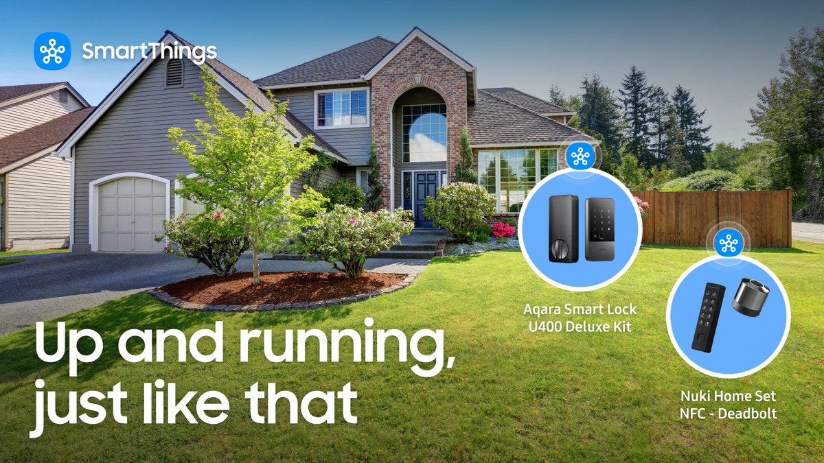 smartthings's tweet photo. Got your new @AqaraSmarthouse or @nuki_smartlock? Now make it work for you.🔐

Connect it to #SmartThings to run custom routines, check your lock status from anywhere, and control your whole home in a single app. https://t.co/f5OJDnj4uU