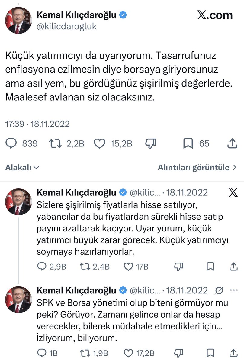 343finans's tweet photo. YIL 2022 VE KEMAL KILIÇTAROĞLU’NUN ATTIĞI POST  👇🏾

#THF #TP2 #TLY