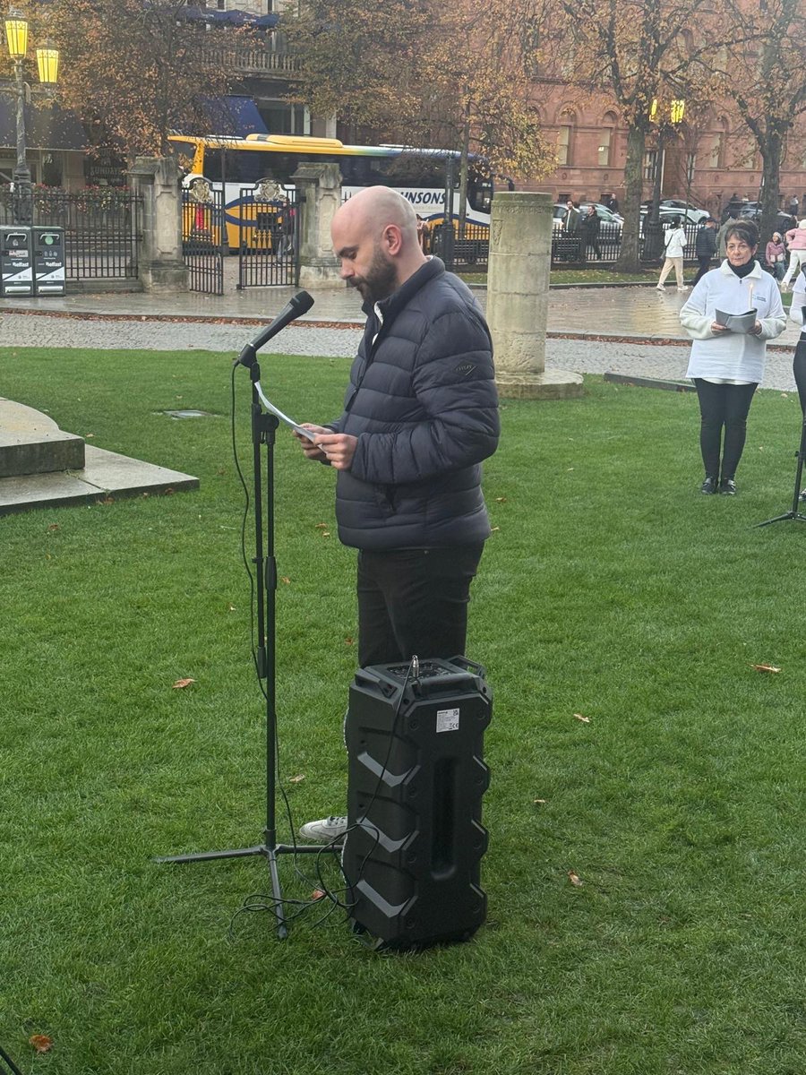 BrendanArmagh's tweet photo. No home should ever be a prison of fear, anxiety, domination and hurt.

At Belfast City Hall for the launch of the Housing Executive’s domestic abuse awareness week. The building was lit up in purple to show victims that they aren’t forgotten and without help. https://t.co/SLbcg1CCWO